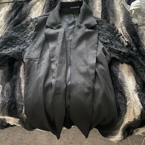 Pretty little thing blazer with see through sleeves with rose on it
